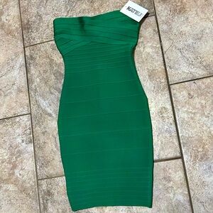 Katie J NYC Emerald Green Strapless Bandage Dress